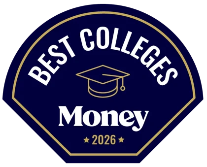 A logo of Money Magazine with the title that says "Best Colleges" and the year 2026 below it. 